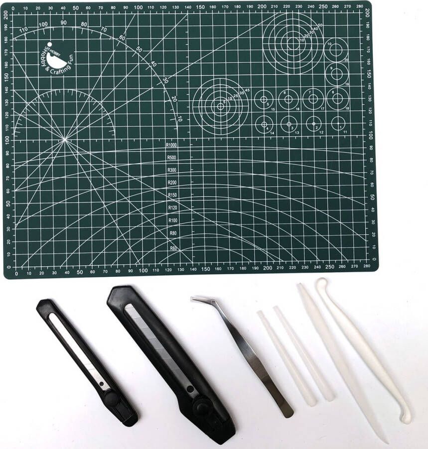 Top-Hobby Vormgereedschap Set bestaat uit: A4 Snijmat Pincet Mesjes en 4 Vormgereedschap