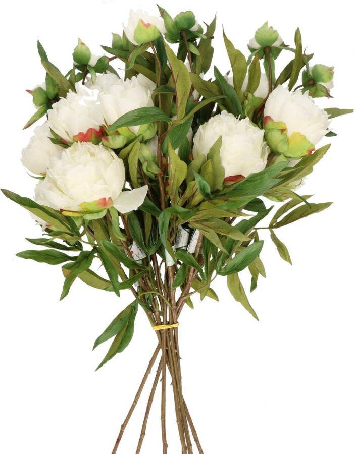 TopArt Kunstbloemen boeket pioenroos Spring Dream wit 73 cm kunststof steel decoratie