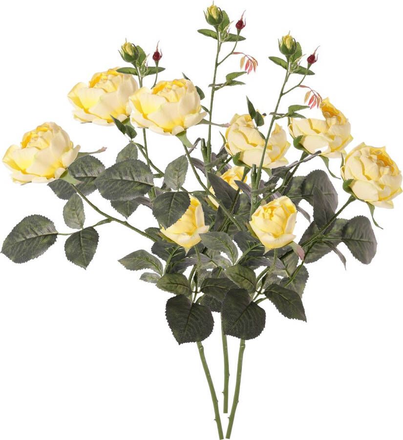 Top Art Kunstbloem roos Ariana 3x geel 73 cm kunststof steel decoratie bloemen Kunstbloemen