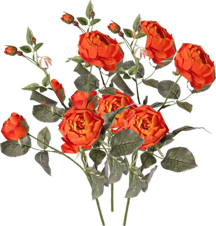 Top Art Kunstbloem roos Ariana 3x oranje 73 cm kunststof steel decoratie bloemen Kunstbloemen