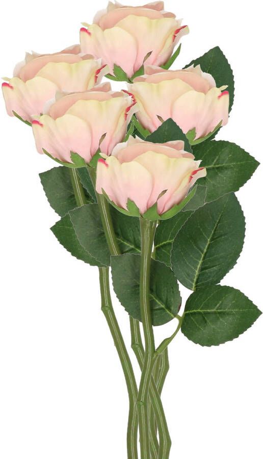 TopArt Top Art Kunstbloem roos Nina 5x lichtroze 27 cm plastic steel decoratie bloemen