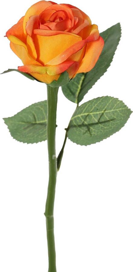 TopArt Top Art Kunstbloem roos Nina oranje 27 cm plastic steel decoratie bloemen