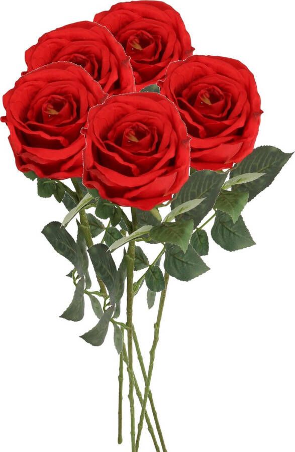 TopArt Top Art Kunstbloem roos Nova 5x rood 75 cm kunststof steel decoratie bloemen