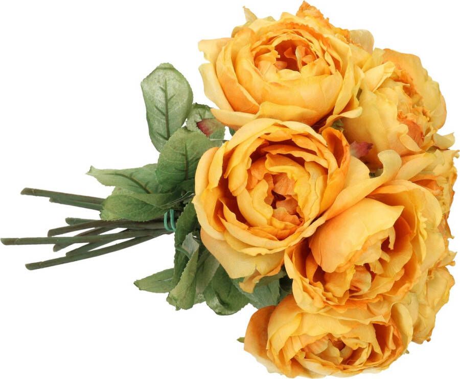 TopArt Top Art Kunstbloemen boeket roos Diana 8x oranje 36 cm plastic steel decoratie bloemen