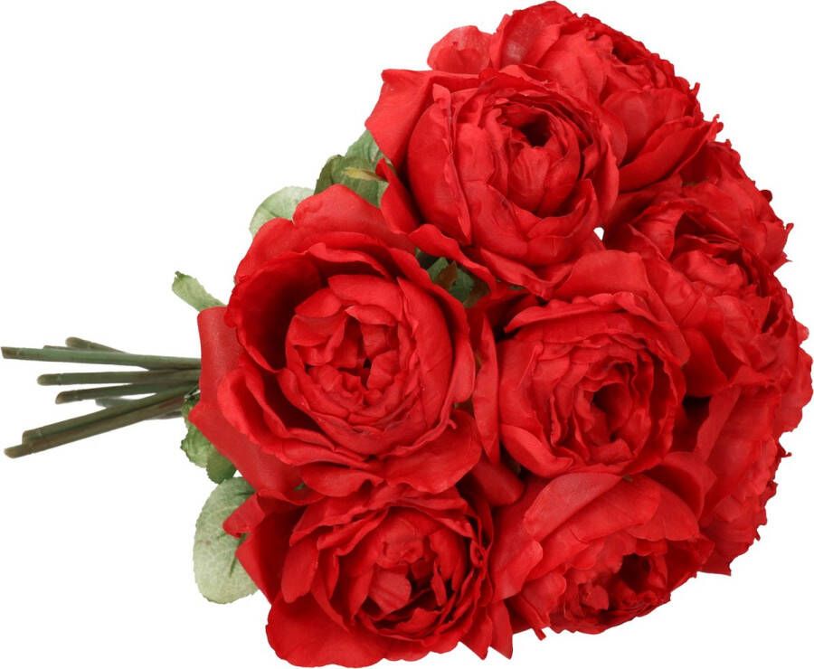 TopArt Top Art Kunstbloemen boeket roos Diana 8x rood 36 cm plastic steel decoratie bloemen
