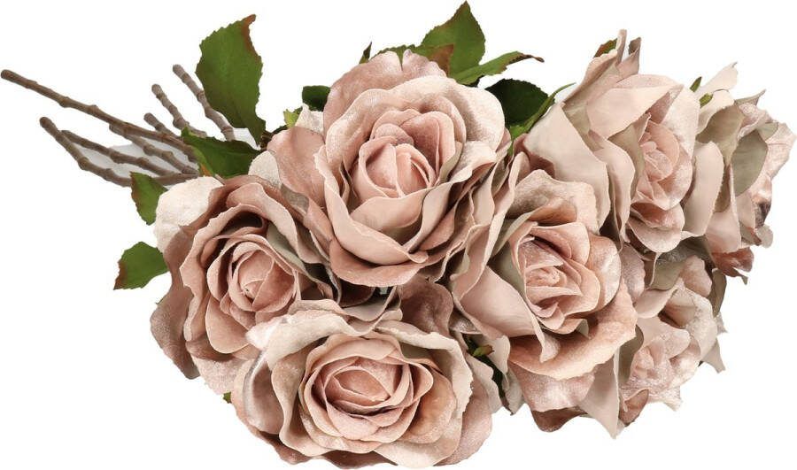 TopArt Top Art Kunstbloemen boeket roos Glamour 8x oud roze 61 cm satijn decoratie bloemen