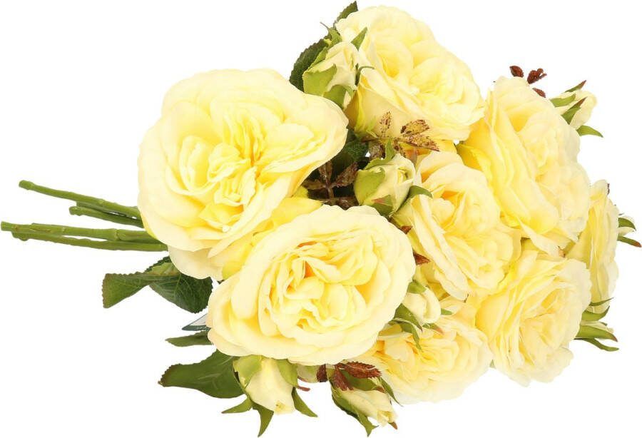 TopArt Top Art Kunstbloemen boeket roos Little Joy 8x geel 38 cm kunststof steel decoratie bloemen