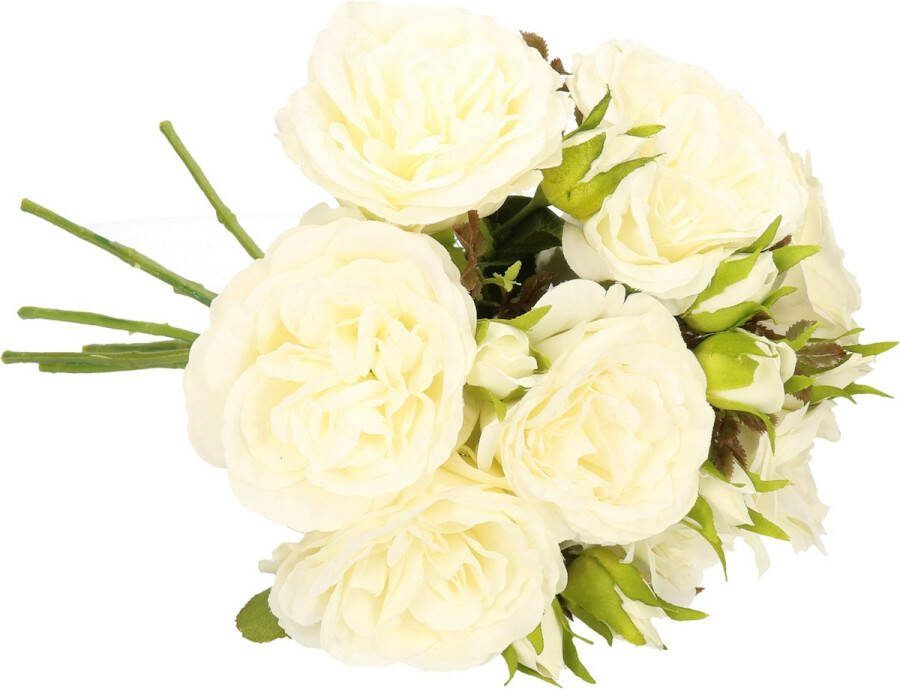 TopArt Top Art Kunstbloemen boeket roos Little Joy 8x wit 38 cm kunststof steel decoratie bloemen
