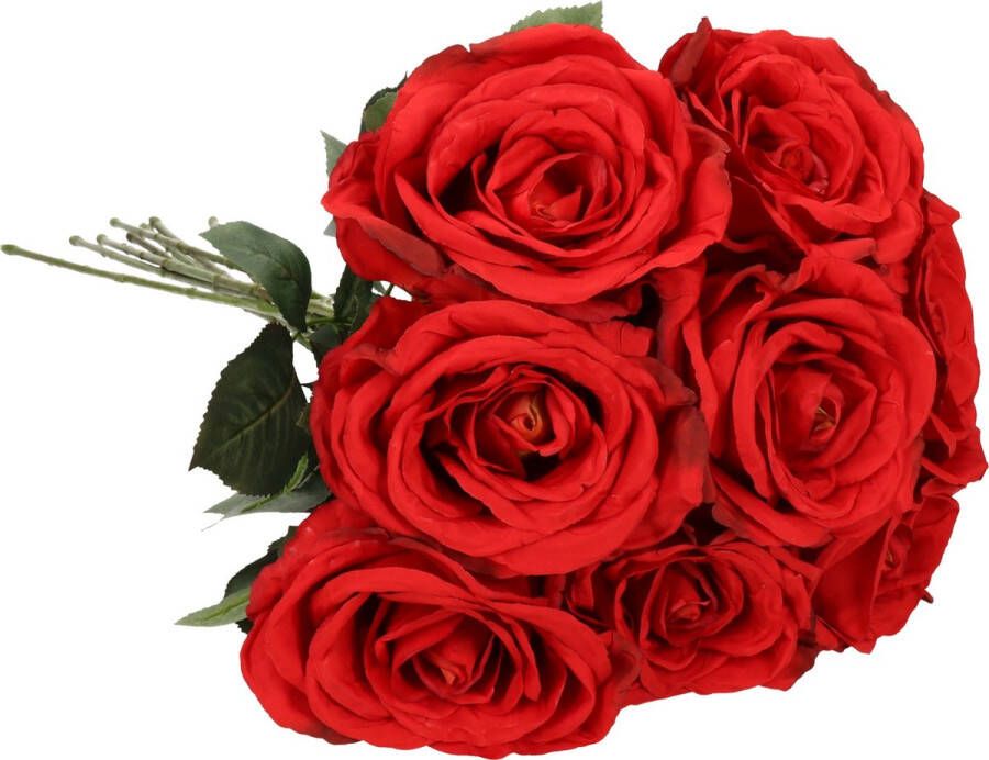 TopArt Top Art Kunstbloemen boeket roos Nova 8x rood 75 cm kunststof steel decoratie bloemen