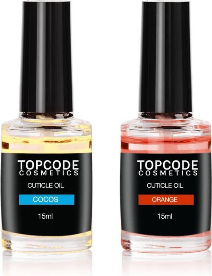 TOPCODE Cosmetics 2x Nagelriemolie sinaasappel cocos 15ml Cuticle oil