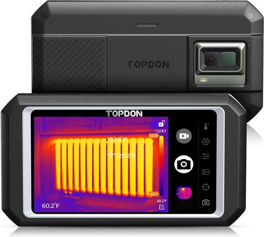 Topdon TC003 Warmtebeeldcamera Warmtecamera Infrarood camera -20 tot 550°C WiFi en Bluetooth 5 inch Touchscreen 256x192px Inclusief beschermhoes