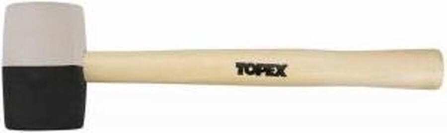 Topex Rubber Hamer 450gr Zwart wit Houtensteel