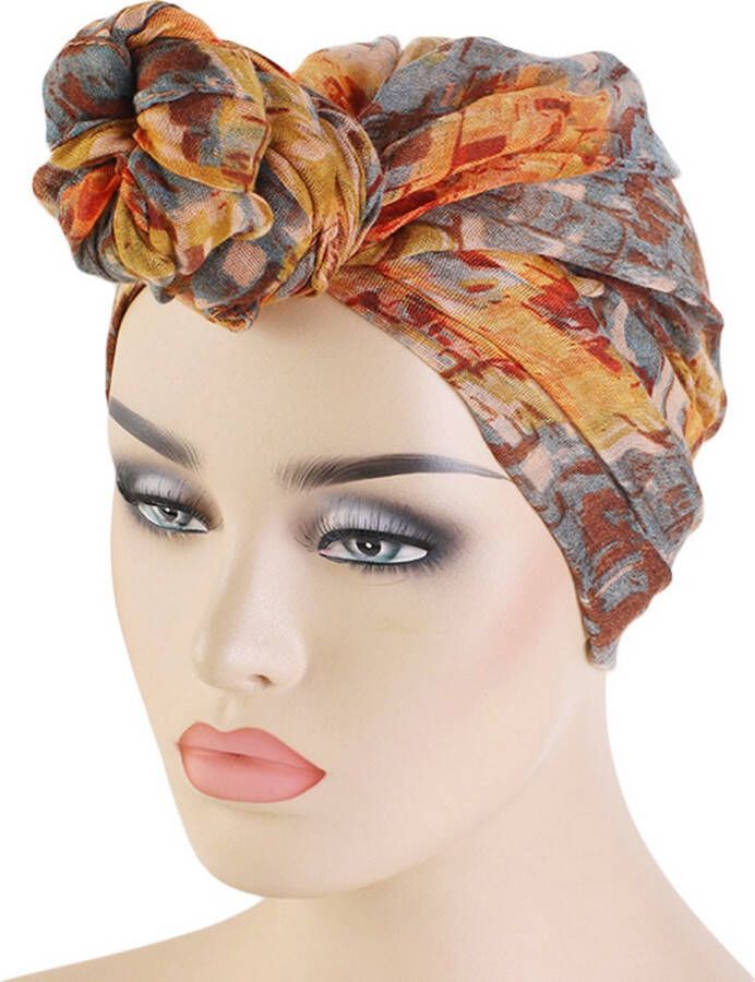 TopHeadz Hoofddeksel – Tulband – Grijs Geel – Muts – Hoofddoek – Hoofdband – Hijab – Headwrap – Slaapmuts – Slaap cap – Haarband – Haarverzorging