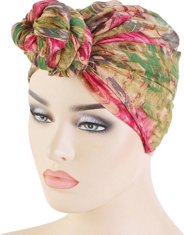 TopHeadz Hoofddeksel – Tulband – Roze Groen– Muts – Hoofddoek – Hoofdband – Hijab – Headwrap – Slaapmuts – Slaap cap – Haarband – Haarverzorging
