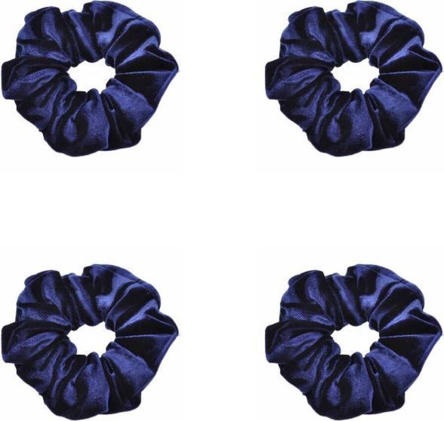 TopHeadz Scrunchies – Velvet Scrunchies – 4x navy blauw – Navy blauw – 4 stuks – Musthave Haaraccessore – Scrunche Pack – Luxe kwaliteit – Haarelastiek – Elastiekje – Elastiek – Haarwokkel – Haarverzorging – Haarelastiekjes – Haarwikkel