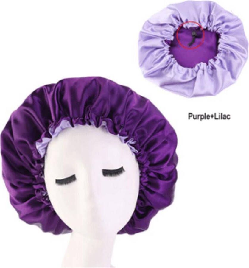 TopHeadz Slaapmuts – Hair Bonnet – Paars Haar bonnet van Satijn – Satin bonnet – Satijnen slaapmuts – Nachtmuts voor krullen – Slaapmuts voor krullen – Haarverzorging