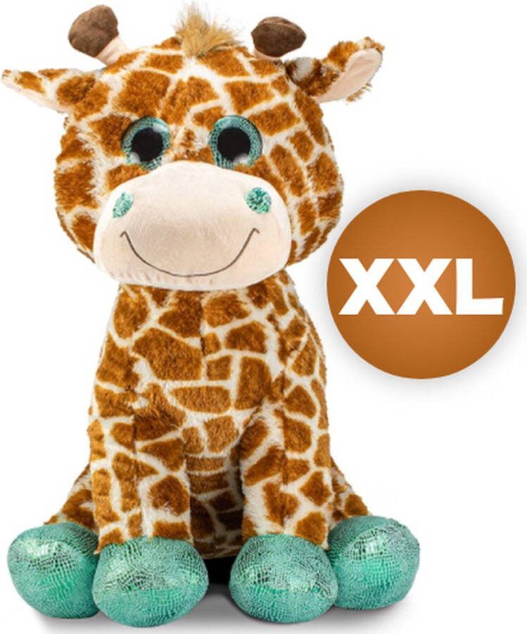 Topknuffels Giraffe met Glitterogen Dieren Pluche Knuffel XXL 100 cm {Girafe Plush Toy XL Extra Groot Grote Speelgoed Knuffeldier kinderen jongens meisjes Dieren Dierentuin Animal Zoo}