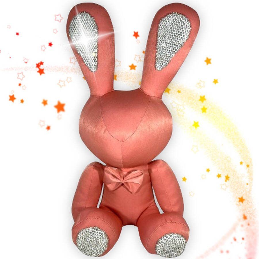 Topknuffels Konijn (Lichtroze) met Diamant Steentjes Pluche Knuffel 38 cm {Rabbit Bunny Diamond Plush Toy Speelgoed Knuffeldier voor kinderen volwassen Interieur Tip Dier Haas Konijntje Zittend}
