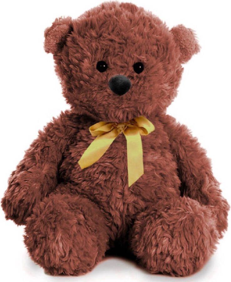 Topknuffels Teddybeer Polly (Kastanjebruin met Gouden Strik) Pluche Knuffel 30 cm {Knuffelbeer Speelgoed Teddy Bear voor Kinderen Jongens Meisjes Baby Knuffeldier Pop Love Liefde Valentijnsdag I Love You Hartje Luxe Reuze Teddy Plush Knuffels}