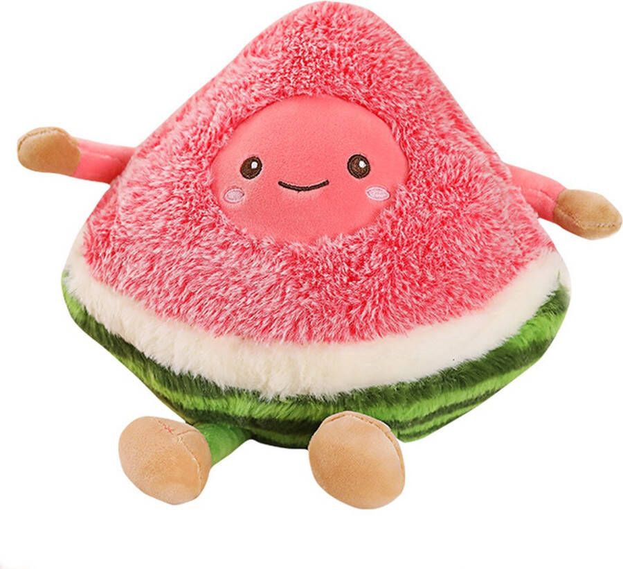 Watermeloen met Gezichtje Pluche Knuffel 30 cm [Watermelon Plush Toy Speelgoed knuffeldier knuffelpop voor kinderen jongens meisjes Ananas Meloen Avocado Fruit Coco Melon