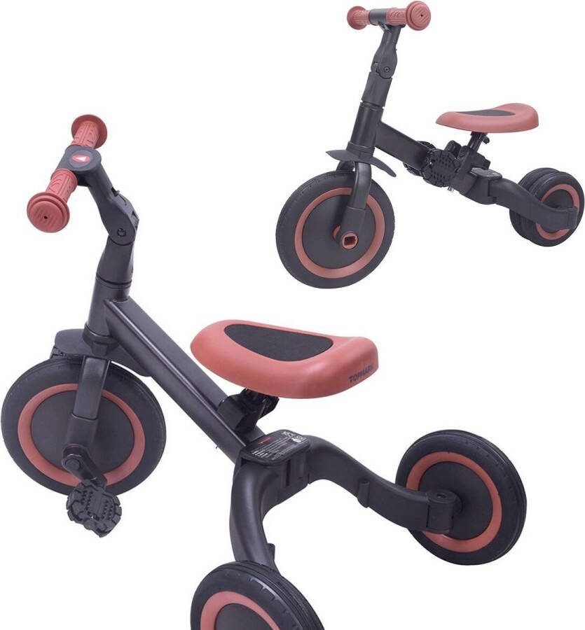 Topmark Kaya 4 in1 Driewieler Loopfiets Balance Bike Zwart-Bruin