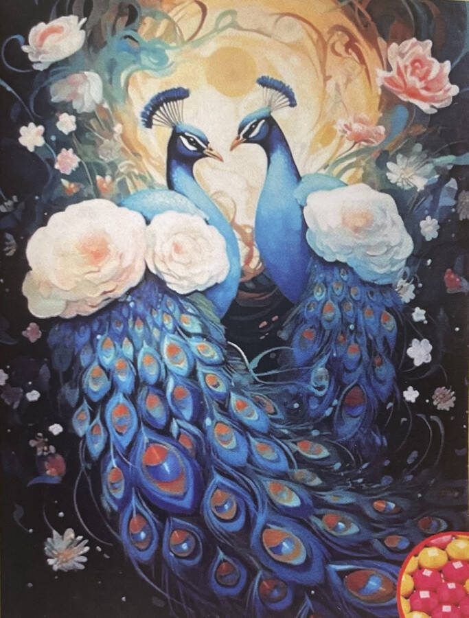 Topmo Bloemen Pauw 40X50CM- Diamond painting pakket HQ Diamond Painting VOLLEDIG dekkend Diamant Schilderen voor Volwassenen – ROND