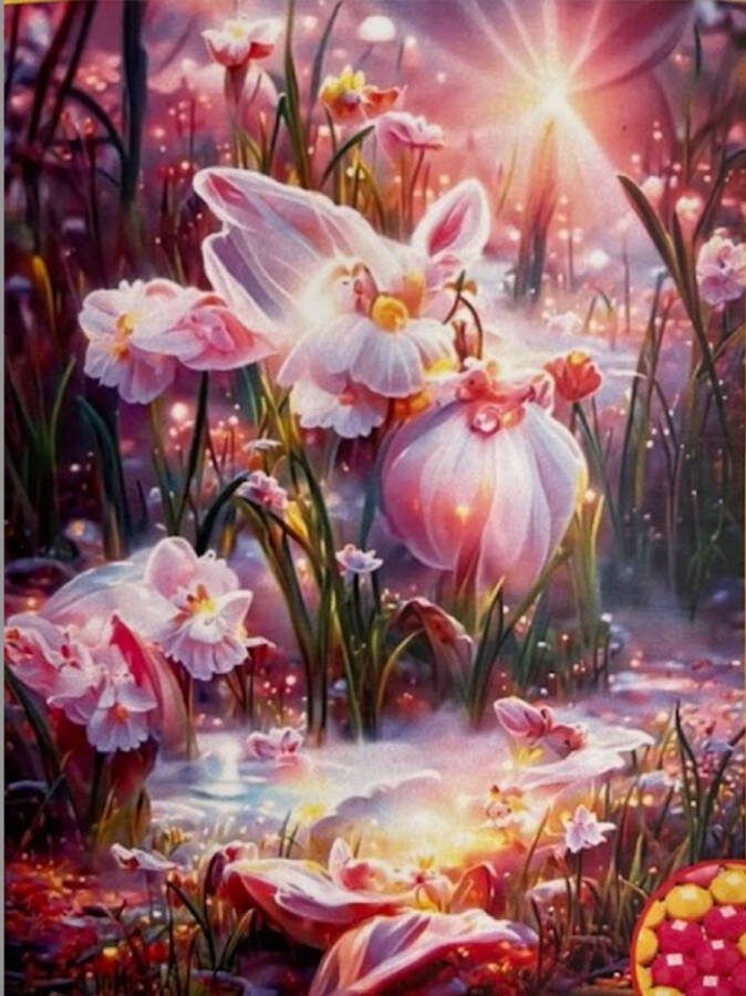 Topmo Magische bloemen- 40X50CM- Diamond painting pakket HQ Diamond Painting VOLLEDIG dekkend Diamant Schilderen voor Volwassenen – ROND