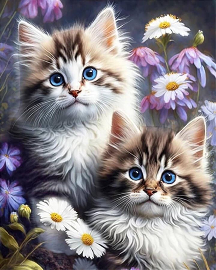 Topmo Mini Kitens 40X50CM- Diamond painting pakket HQ Diamond Painting VOLLEDIG dekkend Diamant Schilderen voor Volwassenen – ROND
