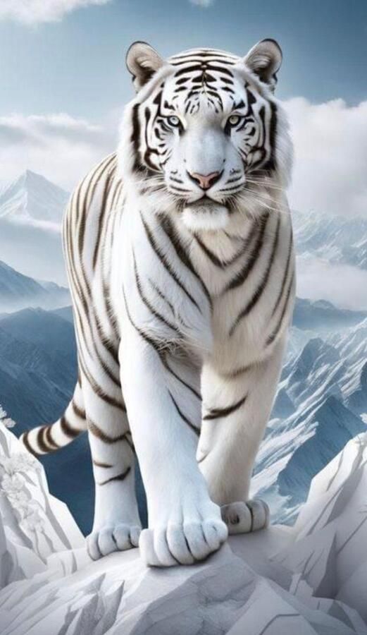 Topmo Witte Tijger 40 x 50 CM Diamond painting pakket HQ Diamond Painting VOLLEDIG dekkend Diamant Schilderen voor Volwassenen – ROND