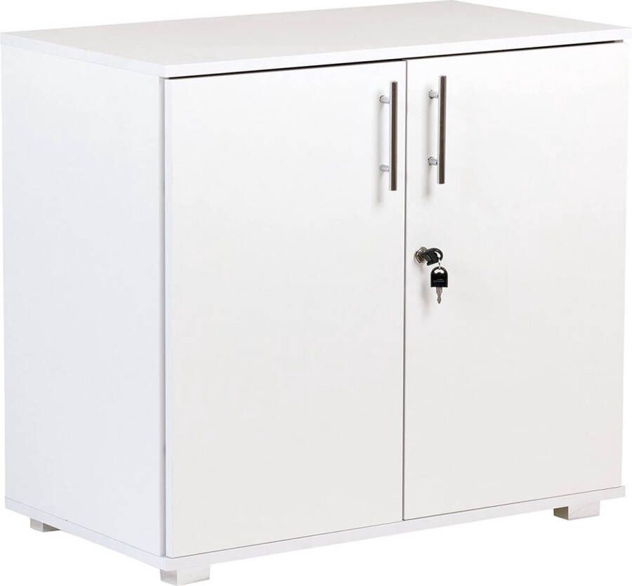 Topquality MMT Furniture Designs Ltd Witte kantoorkast kast boekenkast met slot hoogte 73 cm 2 deuren wit
