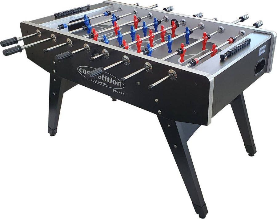 Toptable Competition Pro *** Formica Metal Line Black w molded players Semi Professionele Voetbaltafel met Gegoten Poppen
