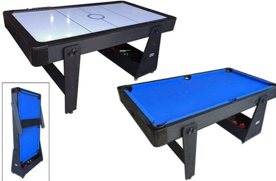 Toptable Twist 2-1 Multi-tafel Airhockey Pooltafel Inklapbaar Verrijdbaar