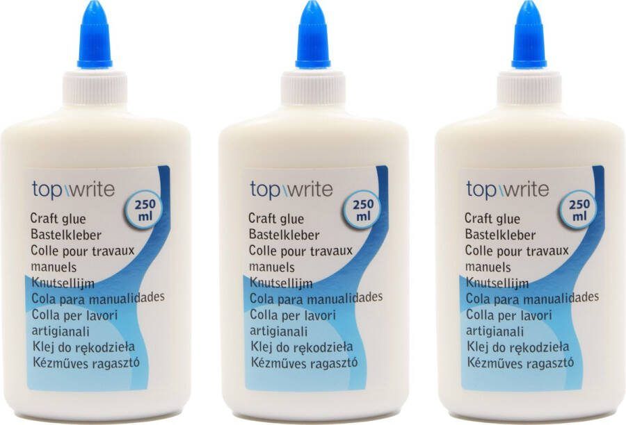 TOPWRITE 3x Knutsellijm 750 ml Lijm All purpose glue Kinderlijm Knutselen Goedkope knutsellijm