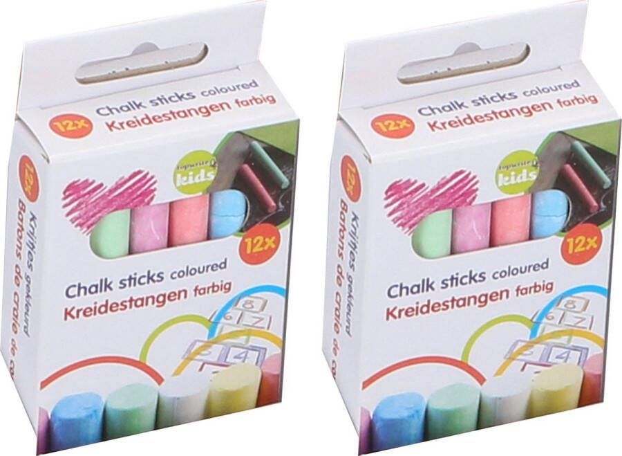 TOPWRITE Schoolbord krijtjes 4x pakje van 12x stuks multi kleuren speelgoed Hobby kantoorartikelen Schoolartikelen