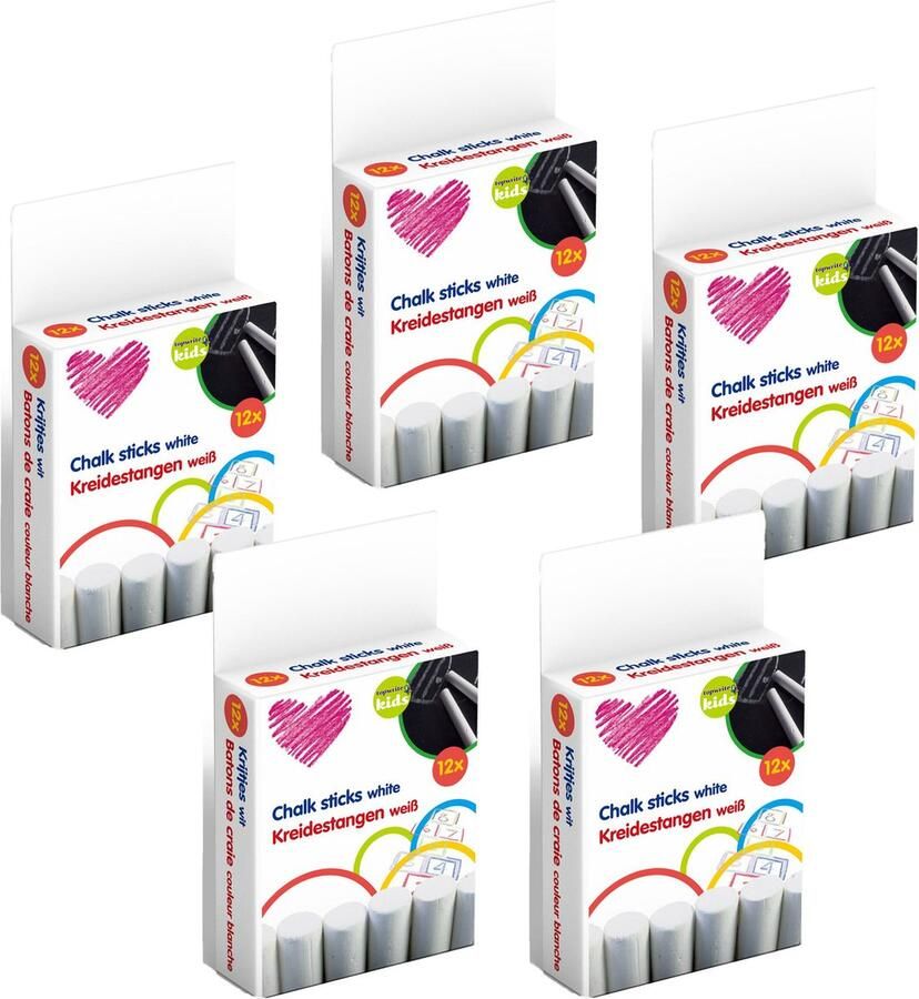 TOPWRITE Schoolbord krijtjes pakje van 60x stuks wit speelgoed Hobby kantoorartikelen Schoolartikelen