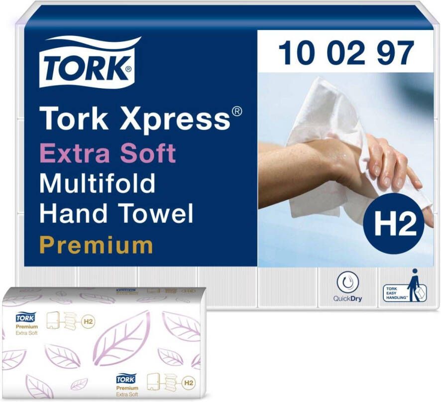 Tork 100297 Xpress Multifold Premium Papieren handdoeken (l x b) 34 cm x 21 cm Helderwit 21 x 100 vellen pak 2100 stuk