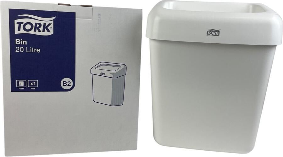 Tork Afvalbak 20 liter wit B2 kunststof 1 stuk (226100)