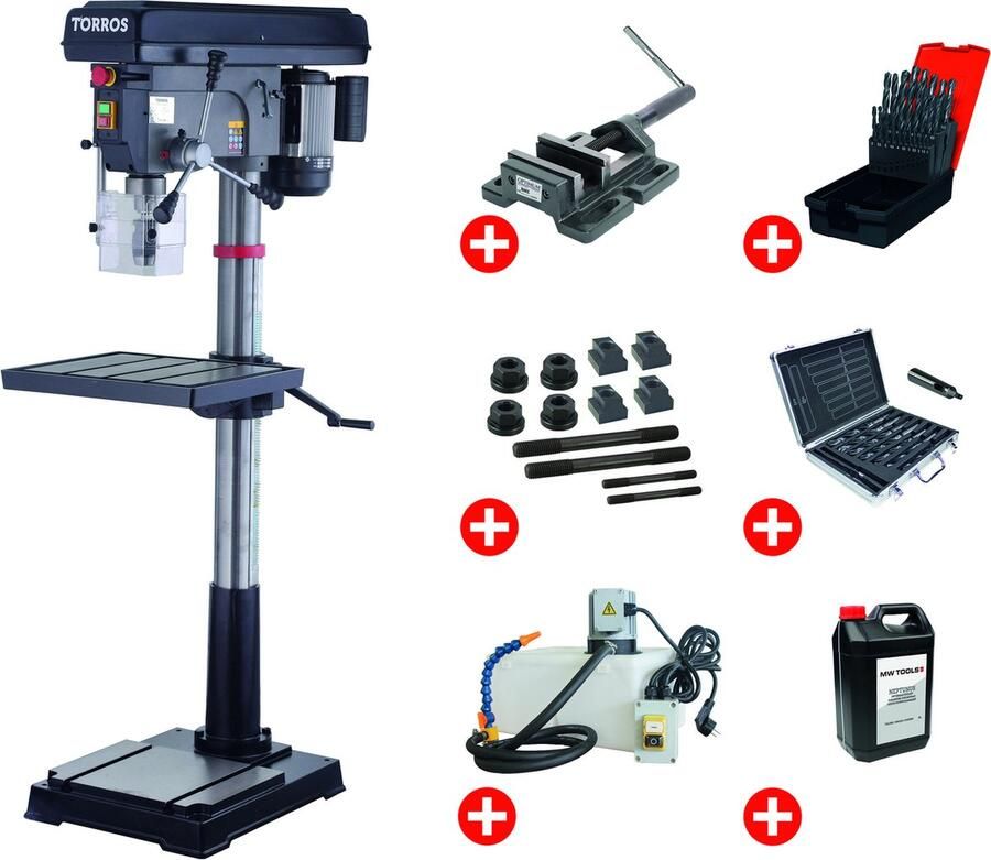 Torros Professionele kolomboormachine boren tot ø 30 mm MK3 1 5 kW 230V met essentiiële toebehoren en koeleenheid DF30M PACK PRO