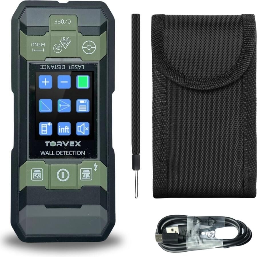 Torvex 4 in 1 Lasermeter Laser afstandsmeters 40m Leidingzoeker Metaal Koper Stroomdraad Hout Kruislijnlaser Lijnlaser Laser waterpas Hoekmeter Oplaadbaar
