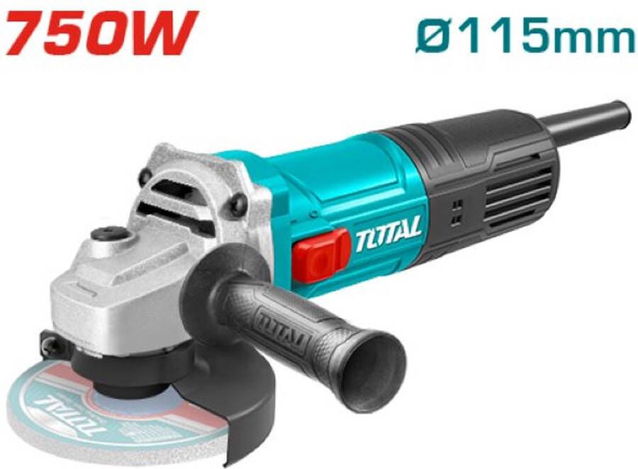 Total Haakse slijper 220V 750 Watt 115mm schijfdiameter