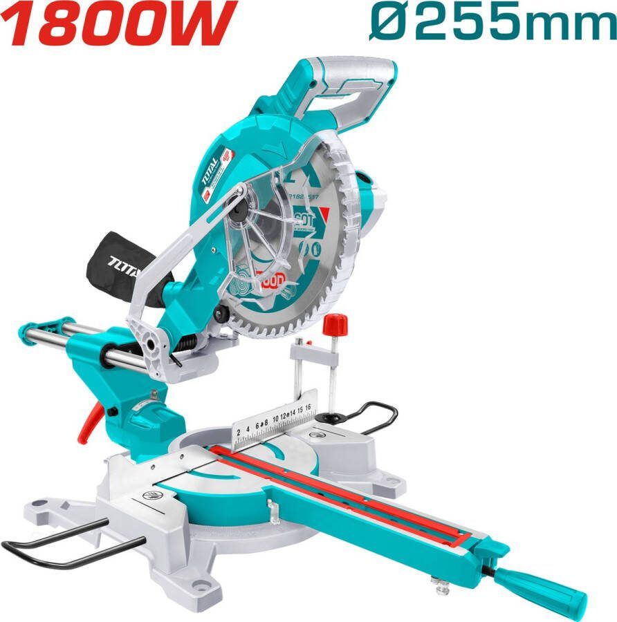 TOTAL TOOLS Afkortzaag Verstekzaag 1800W Ø255x25 4 mm Incl zaagblad 5300 rpm