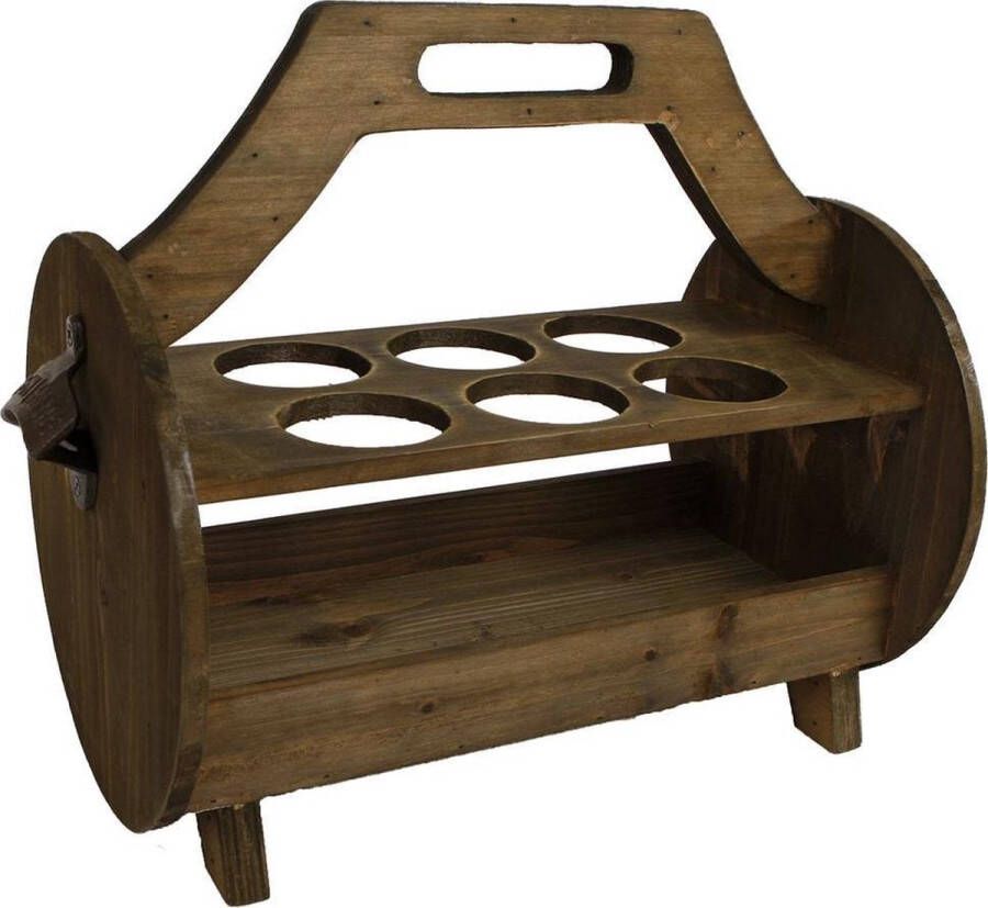 TotalPress Flessenhouder opener Biervat naturel hout 35x22 5x31cm