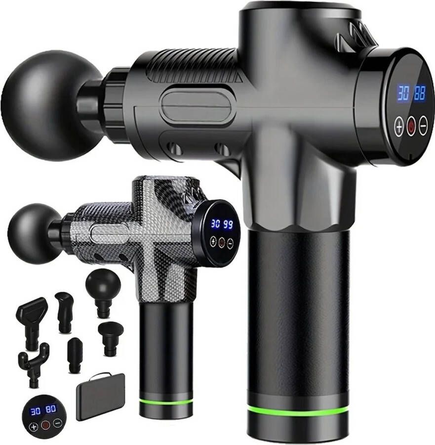 Totaltrend Massage Gun Professioneel 6 Snelheden & 6 Hoofden Beauty Massagegun voor Sport en Relax Massage Apparaat Incl. Koffer Lange Batterijduur 30 Levels Zwart Man Vrouw