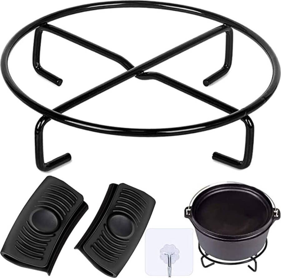 TOTONY Dutch Oven onderzetter vuurpan onderzetter Dutch Oven accessoires pannenstandaard onderstel voor pannen kookrek voor koken via kampvuur standvlak voor grillpannen hete deksel barbecue