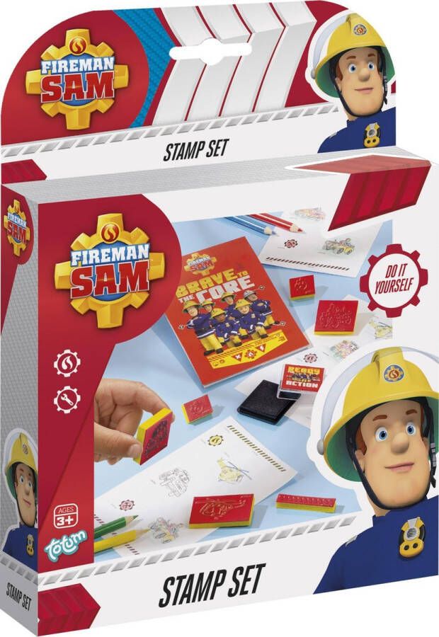 Totum Brandweerman Sam Stempel- en kleurset knutselset met stempels en kleurpotloden creatief speelgoed