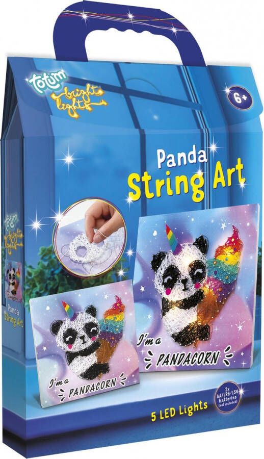 Totum Bright Lights String Art Panda maak je eigen panda schilderijtje home deco knutselset