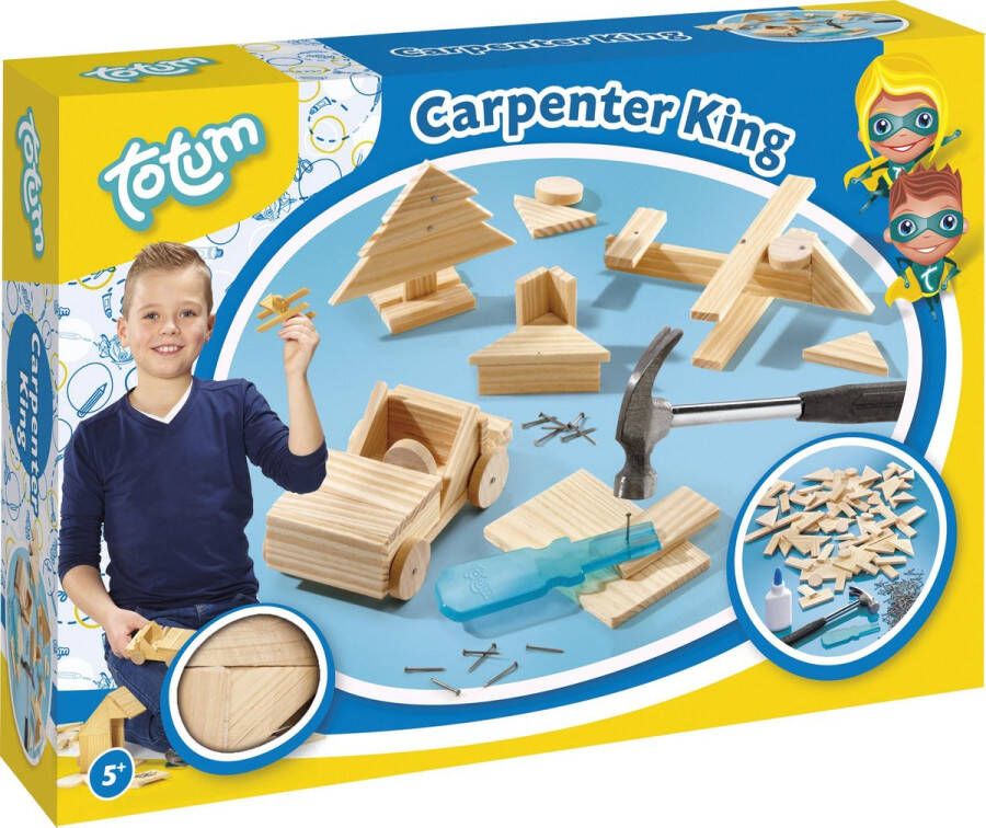Totum Carpenter King Timmerset met hout educatief speelgoed bouwset cadeau tip Sinterklaas