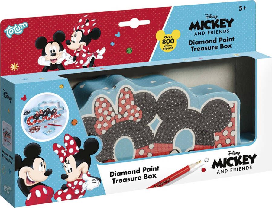 Totum Disney classics Mickey Diamond Paint knutselen COOL unisex sieradendoos opbergdoos 30 cm- home deco incl. 800 strass steentjes cadeau tip Sinterklaas