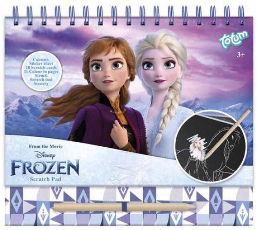 Totum Disney Frozen doeboek vakantieboek glitter kraskaarten sticker en kleurboek met prinsessen Elsa en Anna scratch boek A5 junior scratch art doeboek 24 delig 21 X 23 5 cm harde kaft