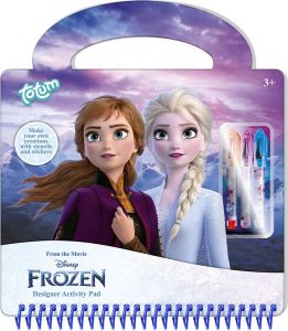 Totum Disney Frozen Junior designer doeboek teken- schrijf- en stickerboek 23 Cm Papier Blauw 30-delig designer schoencadeau Sinterklaas